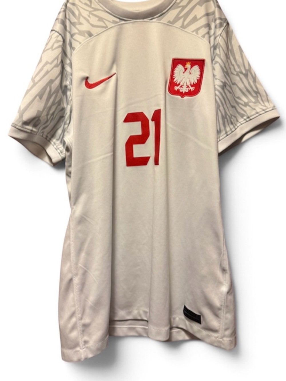 Nike Men's Poland National Team Away Jersey - White/Red #21. Size Small